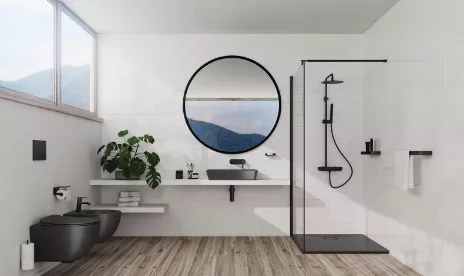 WC papír tartó, Deante Mokko fali, polccal, fekete ADM_N221