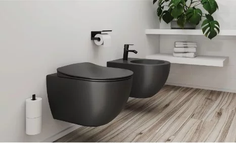 WC papír tartó, Deante Mokko fali, polccal, fekete ADM_N221
