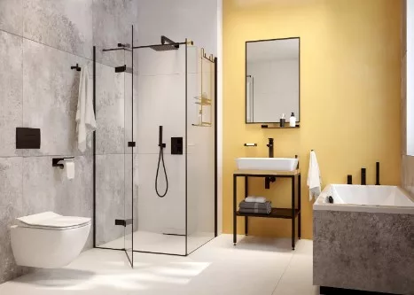 WC papír tartó, Deante Mokko fali, polccal, fekete ADM_N221