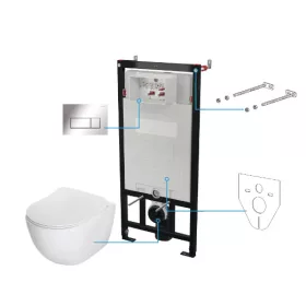   Öblítőtartály, Deante Peonia falsík alatti+wc+wc ülőke+nyomólap, fehér CDES6ZPW