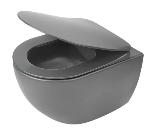 WC, Deante Peonia fali Wc csésze, perem nélküli, antracit/titanium CDE_DZPW
