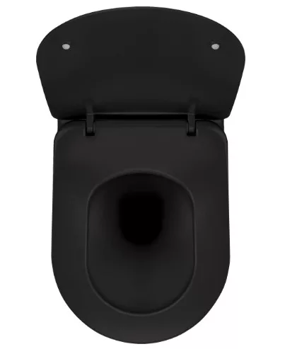 WC, Deante Peonia fali Wc csésze, perem nélküli, fekete CDE_NZPW