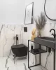 WC, Deante Peonia fali Wc csésze, perem nélküli, fekete CDE_NZPW