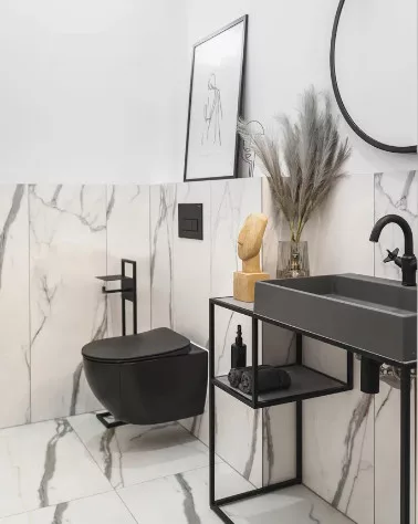 WC, Deante Peonia fali Wc csésze, perem nélküli, fekete CDE_NZPW