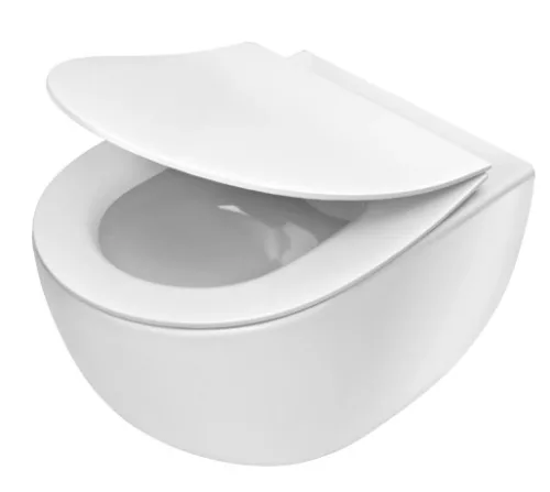 WC, Deante Peonia fali Wc csésze, perem nélküli, wc tetővel, fehér CDED6ZPW