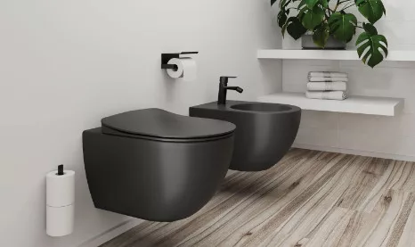 WC, Deante Peonia fali Wc csésze, perem nélküli, wc tetővel, antracit/titanium CDEDDZPW