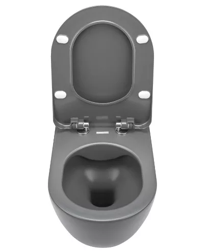 WC, Deante Peonia fali Wc csésze, perem nélküli, wc tetővel, antracit/titanium CDEDDZPW