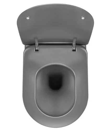 WC, Deante Peonia fali Wc csésze, perem nélküli, wc tetővel, antracit/titanium CDEDDZPW