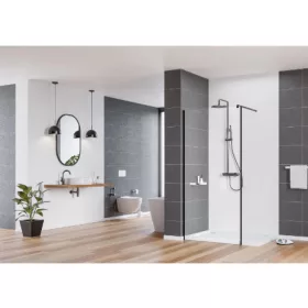 Walk-in, Deante Kerria Plus zuhanyfal 80 cm, fekete KTS_N38P