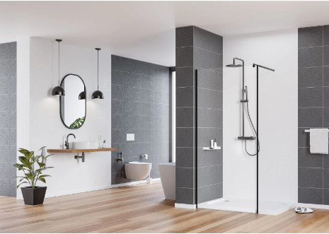 Walk-in, Deante Kerria Plus zuhanyfal 80 cm, fekete KTS_N38P