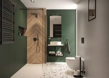 Walk-in, Deante Kerria Plus zuhanyfal 90 cm, fekete KTS_N39P