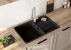 Mosogatótálca, Deante Momi 1 medencés csepegtetővel, gránit mosogató, fekete ZKM_N113