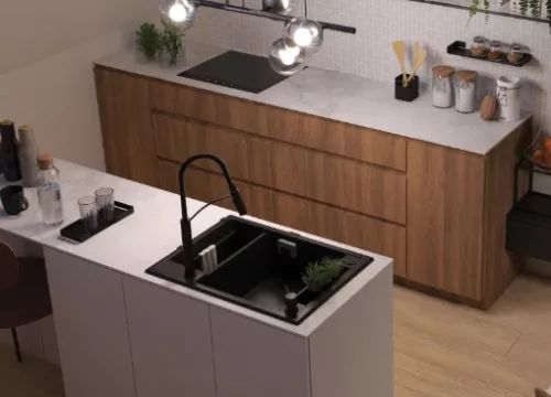Mosogatótálca,Deante Magnetic 1,5 medencés,mágneses,gránit mosogató,grafit metál ZRM_G503