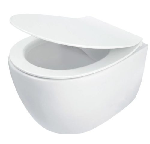 WC, Deante Silia fali, perem nélküli wc csésze, wc tetővel fehér CDLD6ZPW