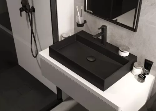 Zuhanytálca, Deante Correo szögletes, gránit zuhanytálca, fekete 90x90 KQR_N41B