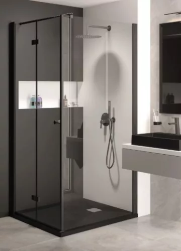 Zuhanytálca, Deante Correo szögletes, gránit zuhanytálca, fekete 100x90 KQR_N45B