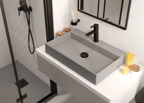 Zuhanytálca, Deante Correo szögletes, gránit zuhanytálca, metálszürke 120x80 KQR_S44B