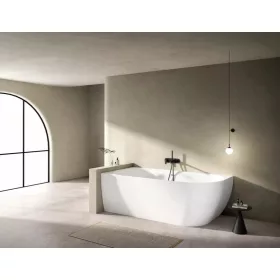   Kád, Aquatrend Monaco balos akril aszimmetrikus térkád fehér lefolyóval 170x80