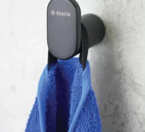 Fogas, Deante Round szimpla akasztó, fekete ADR_N111