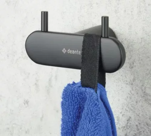 Fogas, Deante Round dupla akasztó, fekete ADR_N121