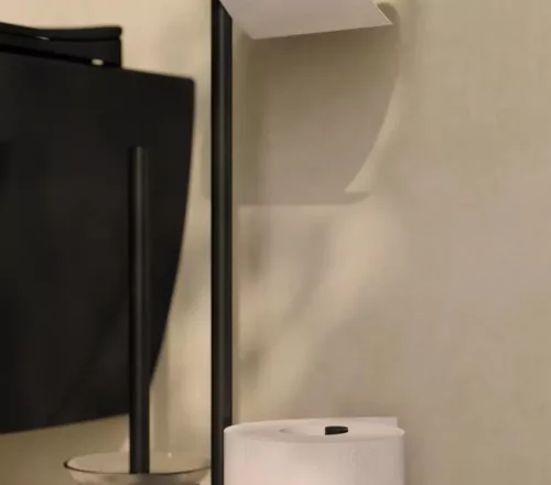 WC papír tartó, Deante Silia WC papír tartó állvány, 3 funkciós, fekete ADI_N732