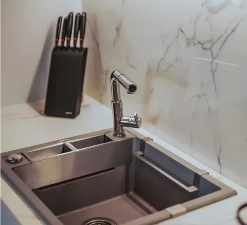 Kiegészítő, Deante Magnetic tartozék készlet mosogatóhoz, szálcsiszolt acél ZZMK011O